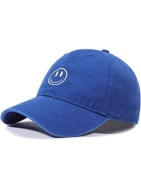 🎃Unisex Blue Vintage Washed Distress Cotton Profile Basic Solid Baseball Caps
